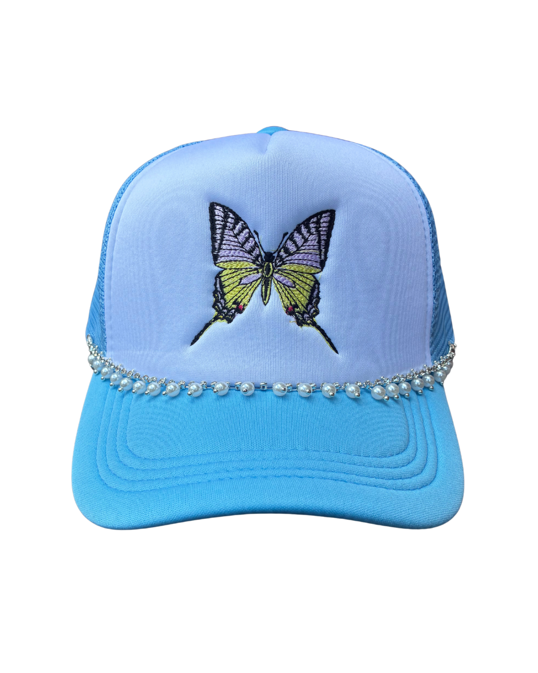 light blue foam trucker hat