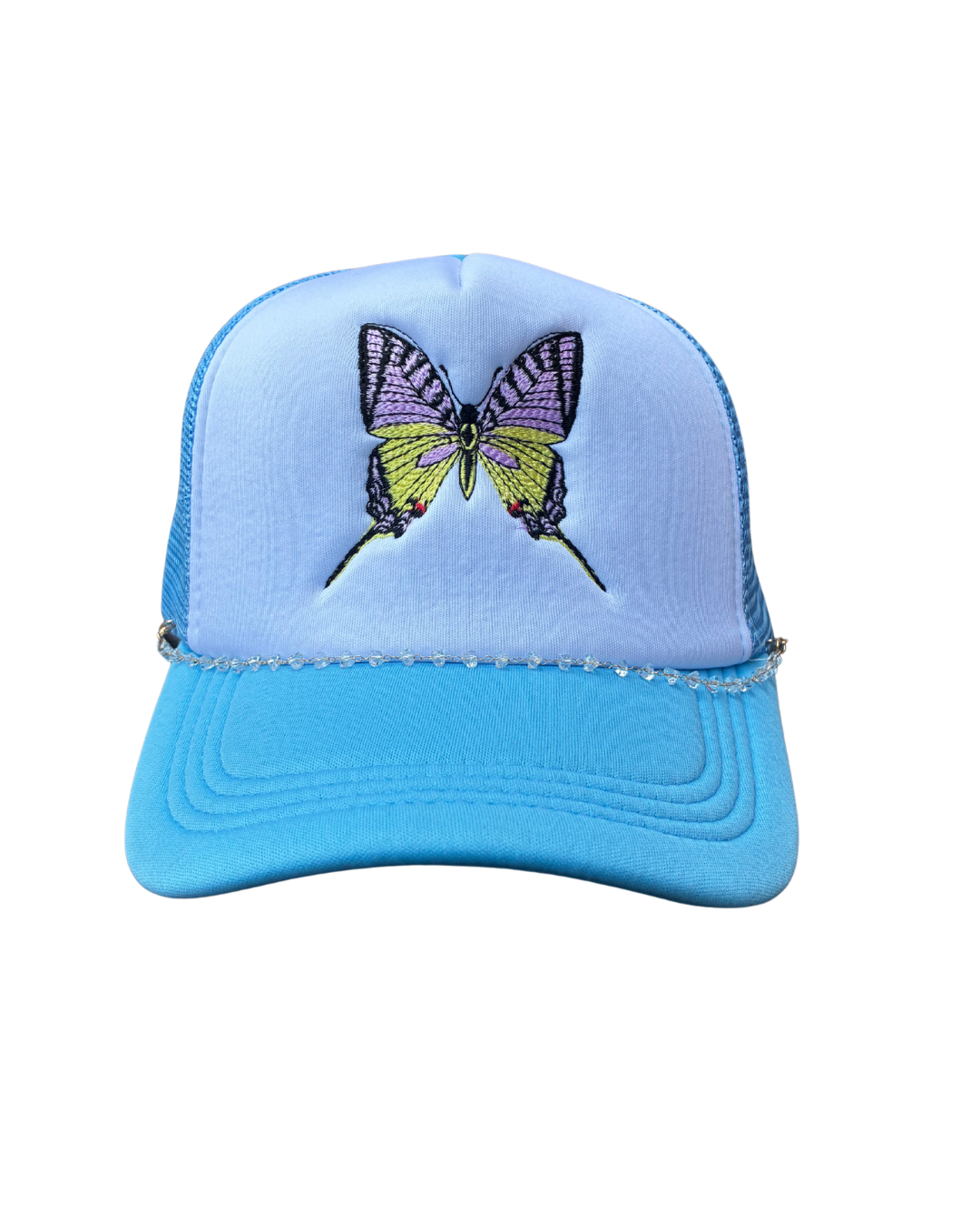 light blue foam trucker hat