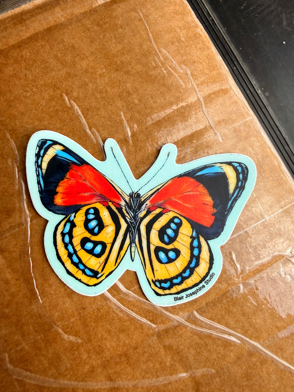 blue butterfly sticker