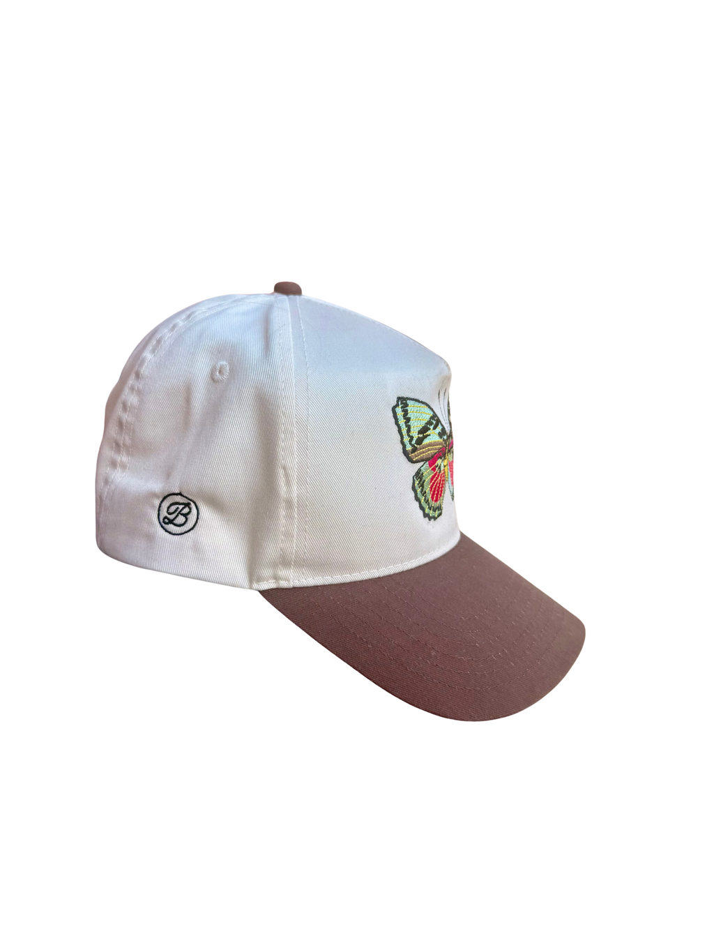 brown and pink butterfly hat